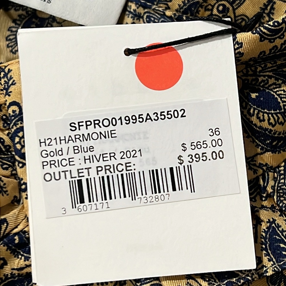 NWT Sandro Harmonie Printed 100% Silk Ruffle Dress—Missing Belt - Picture 3 of 5